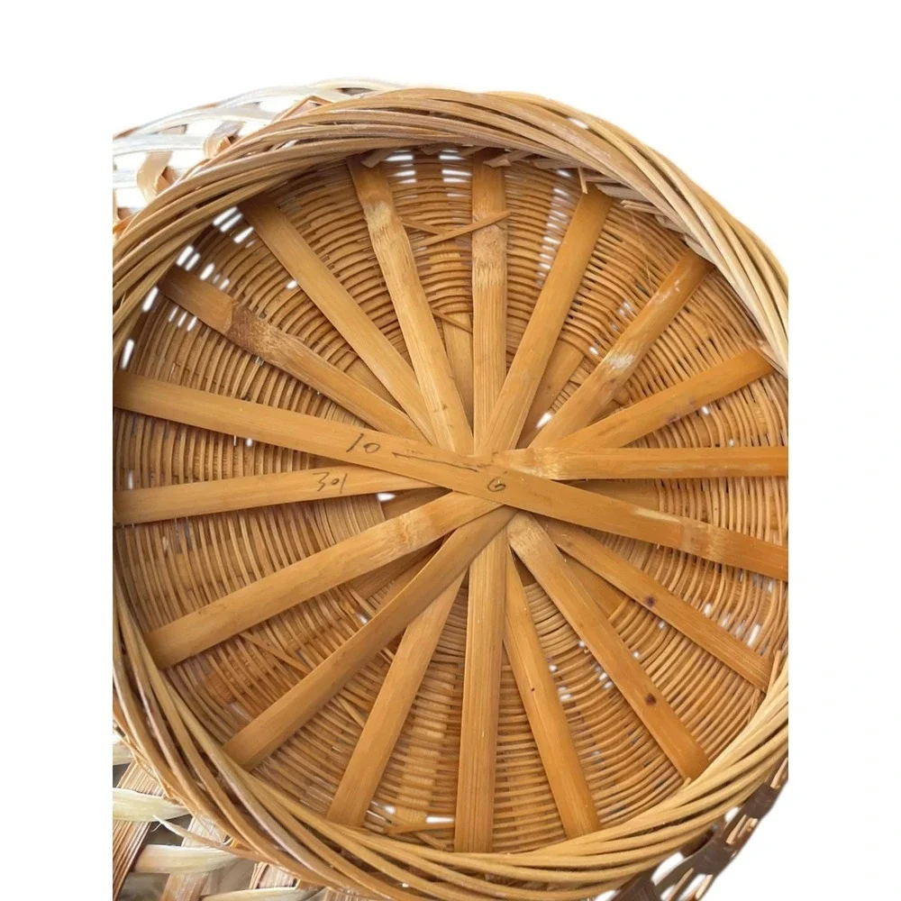 Vintage Round Woven Wicker Bread Basket Lot Of 2 Vintage Decor & Storage Cottage